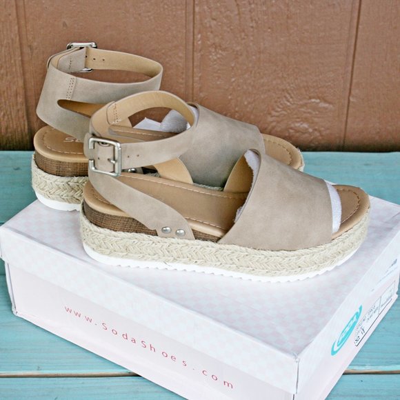 SODA Topic Flatform Sandals Espadrille Tan Brown - Picture 10 of 10